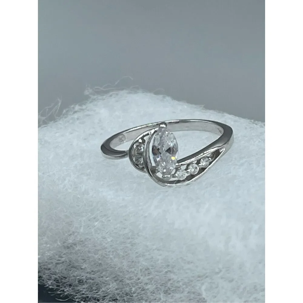 Silver plated white topaz statement piece ring